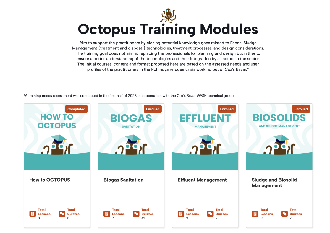 Successful launch of OCTOPUS Training Modules concerning Faecal Sludge Management on Sanihub platform